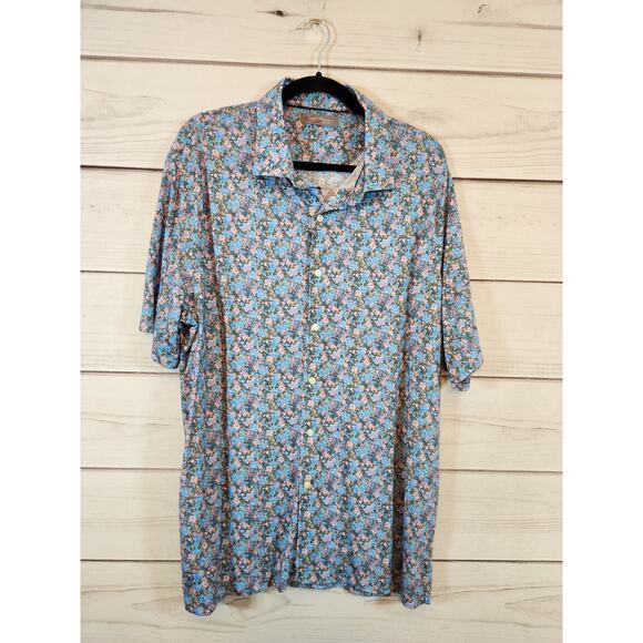 Daniel Cremieux Men's Multicolor Floral Short Sleeve‎ Button Down Shirt Size XL - Picture 1 of 6